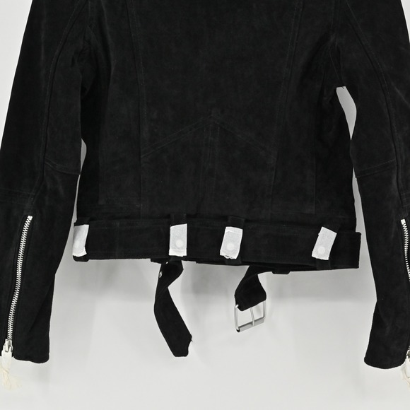 BlankNYC Free People Suede Moto Jacket Womens Sz XS Black Cropped Biker Leather - Picture 13 of 13